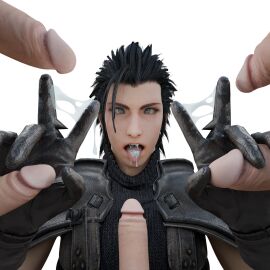 3d cum_drip cum_in_mouth cum_on_face cum_on_fingers cum_on_tongue final_fantasy final_fantasy_vii final_fantasy_vii_rebirth final_fantasy_vii_remake gangbang gay male male_only zack_fair