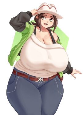 1girls 2025 alternate_version_available big_breasts bra bra_visible_through_clothes breasts breasts_bigger_than_head brown_hair cleavage clothed clothing cute dotil female female_only front_view fully_clothed game_freak harmony_(pokemon) hat headgear headwear hi_res highres hourglass_figure huge_breasts jeans large_breasts light-skinned_female light_skin massive_breasts medium_hair nintendo nipple_bulge nsfw_version_available pants png pokemon pokemon_legends:_z-a seika_(pokemon) shirt solid_color_background solo solo_female stretch_marks thick thick_legs thick_thighs veiny_breasts venus_body video_games voluptuous voluptuous_female white_background wide_hips