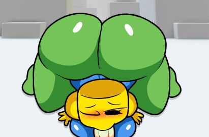 1boy 1boy1girl 1girls big_ass big_breasts big_butt big_penis blue_shirt blush face_fucking genderswap_(mtf) green_pants jp20414(artist) jp20414_(artist) noob noob_(roblox) one_eye_closed oral oral_penetration oral_sex roblox robloxian rule_63 source_request sucking_penis tagme yellow_skin