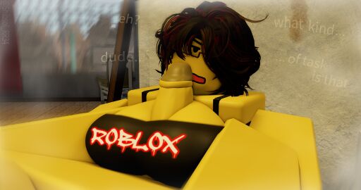 1girls 3d big_breasts big_penis blood_debt breasts character_request clothing english_text glasses paizuri paizuri_under_clothes roblox roblox_game robloxian shibsol_rr34 short_hair tagme text yellow_skin