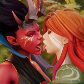 2girls 3d blender desess3intes dota dota_2 female female_only kissing queen_of_pain tagme windranger yuri