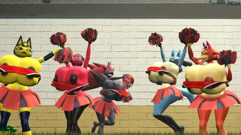 3d 3d_model animal_crossing ankha ankha_(animal_crossing) audie_(animal_crossing) breasts cherry_(animal_crossing) doubutsu_no_mori female female_only furry hyper hyper_breasts isabelle_(animal_crossing) lucario nairu_(doubutsu_no_mori) nintendo pokemon pokemon_(species) rgtdwtbr source_filmmaker zoroark