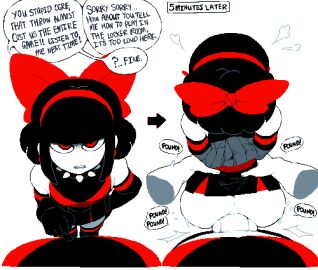 1boy 1femboy 2boys anal anal_sex angry ass big_ass big_butt big_penis black_hair bottomless_skirt bow brat bratty_correction bubble_ass bubble_butt cheerleader cheerleader_uniform crossdressing dizzyspells enjoying fat_cock femboy from_behind gay gay_domination girly grabbing grabbing_from_behind grabbing_waist heart huge_ass instant_loss_2koma large_penis male original penis red_eyes restrained scythe_(dizzyspells) sex taken_from_behind thick_penis thighhighs tied_hands upskirt upskirt_sex wide_hips yaoi