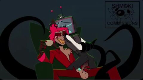 2boys alastor_(hazbin_hotel) black_tentacles dominant furrowed_eyebrows hazbin_hotel hazbin_hotel_(season_2) moaning past_self playful restrained_arms restrained_by_tentacles sipping_tea sitting_on_another sitting_on_lap slapping_with_penis smiling submissive_male tagme teasing vest video vincent_(hazbin_hotel) voice_acted vox_(hazbin_hotel) whimpering yaoi