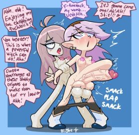 2futas alternate_version_available amity_blight anal anal_sex balls balls_slapping_balls blightstar blush bouncing_balls bouncing_breasts breasts completely_nude crossover dialogue duo earrings english_text erect_while_penetrated erection eyebags from_behind from_behind_position full_body futa_on_futa futa_only futanari grey_body hair_over_one_eye hand_on_wrist huge_balls huge_cock hung_bottom intersex large_balls large_penis little_witch_academia long_hair medium_breasts naked nipples nude nude_futa pale_hair pale_skin pants_down penis purple_hair smack speech_bubble standing standing_sex stomach_bulge sucy_manbavaran the_owl_house tongue tongue_out witch