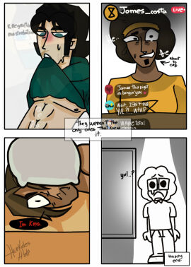 4boys alec_(disventure_camp) comic comic_page disventure_camp green_hair heart-shaped_pupils james_(disventure_camp) kai_(disventure_camp) long_hair male male_only odd_nation_cartoons oliver_(disventure_camp) tagme tom_(disventure_camp)