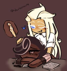 2boys 2d blonde_hair cookie_run cookie_run_kingdom cum cum_inside dark-skinned_male dark_skin darkcacao98_(artist) espresso_cookie gay gay_sex hair_over_one_eye internal_view long_hair madeleine_cookie male male_only penetration penis yaoi