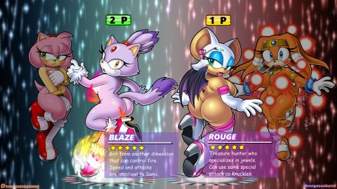 2d amy_rose ass big_breasts blaze_the_cat breasts convenient_censoring covering covering_breasts fat_ass female high_heel_boots high_heels mobian mobian_(species) mobian_echidna omegasunburst rouge_the_bat sega sonic_(series) sonic_adventure sonic_adventure_2 sonic_the_hedgehog_(series) thick_thighs tikal_the_echidna