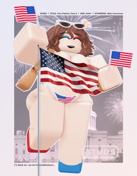 1girls 3d 4th_of_july american_flag_bikini artist_name ass big_ass big_breasts big_thighs bikini breasts brown_hair busty censored cheering darby_lockhart eyeshadow female hd milf miss_innocence mommy necklace office_lady original_character posing posing_for_the_viewer poster purse roblox robloxian sfw_version smile studsxxx sunflower sunglasses twitter_username watermark wristwatch