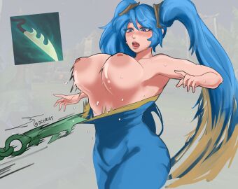 1girls ass assisted_exposure big_nipples blue_clothing blue_eyes blue_hair blush blushing bouncing_breasts breasts breasts_bigger_than_head breasts_out busty d: dark_nipples dress dress_pull embarrassed embarrassed_nude_female exposed_breasts female female_focus female_only gameplay_mechanics gasping gradient_hair heavy_breasts hook huge_breasts inverted_nipples league_of_legends league_of_legends:_wild_rift long_hair massive_breasts mature mature_female milf motion_lines motion_outline mute naked naked_female nervous_sweat nipples nude nude_female ocerius open_mouth ponytail ponytails pyke revealing_breasts riot_games shocked shocked_expression shocked_eyes simple_background sona_buvelle standing suddenly_naked surprised sweat sweating thick_ass topless topless_female torn_clothes torn_dress twintails very_long_hair voluptuous voluptuous_female wardrobe_malfunction wide_hips yellow_hair