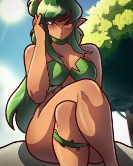 1girls breasts clothing dryad dryad_(terraria) elf_ears female female_focus female_only green_hair green_hair_female hi_res high_resolution highres johnv leaf leaf_bikini leaf_bra leaf_clothing leaves leaves_on_breasts outside pointed_ears pointy_ears ponytail ponytail_female purple_eyes purple_eyes_female re-logic rock tan_skin tan_skinned_female terraria thick_thighs touching_hair vines voluptuous voluptuous_body voluptuous_female