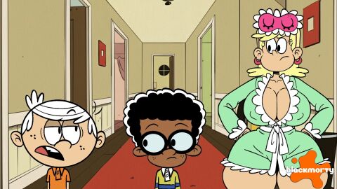 1girls 2boys artist_name big_ass big_breasts black_hair blackmorty_(artist) blonde_female blonde_hair breasts breasts_bigger_than_head clyde_mcbride curvy_figure earrings female female_focus female_pubic_hair glasses huge_breasts leni_loud lincoln_loud male nickelodeon nipples_visible_through_clothing short_hair sleep_mask tagme the_loud_house thick_thighs thinking white_hair