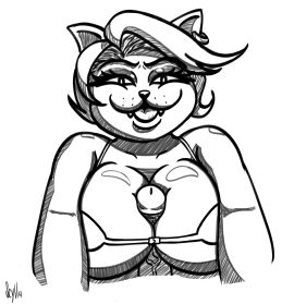 anthro bikini breast_play breast_squish breasts catty_(undertale) clothing duo felid feline female genitals hair hi_res littlescylla male male/female mammal monochrome paizuri penis sex shaded short_hair simple_background squish swimwear teeth tongue undertale undertale_(series)
