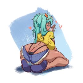 ahe_gao ass ass_cleavage ass_crack big_ass big_breasts big_butt big_butt_cheeks blowjob_face brazil brazilian brazilian_female brazilian_miku breasts butt_crack excited exposed_ass fanart female hatsune_miku heavenly_ass sandals vocaloid