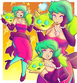 1girls bracelet bracelets brawl_stars breasts clothed clothed_female clothing dierelc dress earrings female female_focus female_only front_view fully_clothed fully_clothed_female gloves green_hair jewelry large_breasts lipstick lola_(brawl_stars) long_gloves looking_at_viewer makeup mature mature_female milf mole mole_under_mouth multiple_views open_mouth sharp_teeth solo solo_female solo_focus standing supercell tan tan-skinned_female tan_body tan_skin tanned tanned_skin teeth tongue