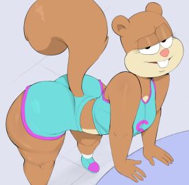 1girls 2024 2d 2d_(artwork) anthro anthro_only ass ass_focus athletic athletic_female bedroom_eyes bent_over bent_over_table big_ass blue_shorts booty_shorts bottom_heavy breasts brown_body brown_fur bubble_ass bubble_butt buckteeth butt_focus clothed_female clothing exposed_midriff exposed_shoulders female female_focus female_only furniture furry huge_ass looking_at_viewer midriff narrowed_eyes pose posing posing_for_the_viewer sandy_cheeks seductive_look seductive_pose shoes shoulders small_breasts smile solo solo_anthro solo_female spongebob_squarepants spongebob_squarepants_(series) sportswear squirrel tail thick_thighs three-quarter_portrait usnarbit