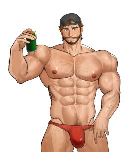 1boy 1guy bara baseball_cap beer beer_can bulge bulge_through_clothing bulge_under_clothes erection_under_clothes flexing flexing_bicep grand_theft_auto grand_theft_auto_vi happy_trail hat jason_(gta) jason_duval jason_duval_(gta_vi) male male_only mostly_nude mostly_nude_male muscles muscular muscular_abdomen muscular_abs muscular_arms muscular_chest muscular_male muscular_thighs partially_clothed partially_clothed_male pecs pectorals rockstar_games solo solo_male speedo speedo_only speedo_pull sunglasses sunglasses_on_head sx_teatea tattoo tattoo_on_belly toned toned_arms toned_belly toned_body toned_legs toned_male toned_stomach yaoi