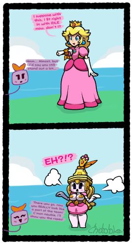 blonde blonde-haired_female blonde_female blonde_hair chabble crown female ireen_(mario) mario_(series) mario_and_luigi:_brothership mario_and_luigi_(series) pink_dress princess_peach shortstack tagme transformation yellow_nipples