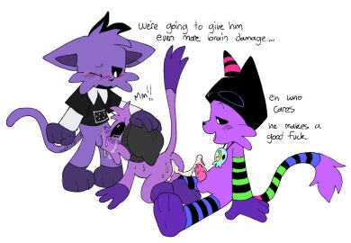 anthro anthro_on_anthro anthro_only catnap catnap_(poppy_playtime) critters_(poppy_playtime) domestic_cat feline femboy furry_only incest male male/male no_humans ocs pachi_rizuu poppy_playtime poppy_playtime_(chapter_3) purple_fur purple_skin sex smiling_critters tagme