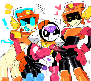 anal_sex black_eyes blue_eyes blush brawl_stars brothers censored censored_penis color cop dice emoji exclamation_mark from_behind gay gloves glowing_penis heart_symbol helmet holding_head incest larry_(brawl_stars) lawrie_(brawl_stars) male male/male male_only meeple_(brawl_stars) notebook open_mouth penis pixiv precum robot robot_boy robot_penis sex simple_background smile sweat twins wan_txt yaoi yellow_eyes