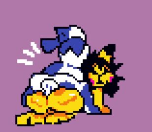 animated anonymous_male catgirl doggy_style mating_press moaning pixel_art spoofymaru tagme temmie video