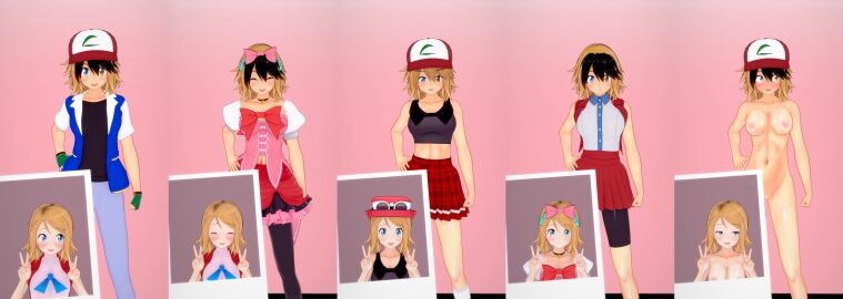 3d female fusion pokemon pokemon_xy satoshi_(pokemon) serena_(pokemon)