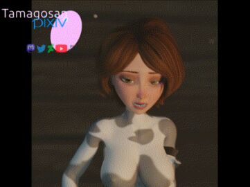2girls 2people 3d animated arched_back aunt_cass barn big_breasts big_hero_6 blender blender_(software) bouncing_breasts bovine bovine_ears bovine_girl breasts cass_hamada cow_print disney fanbox farm female gif hucow human lactating lactation light-skinned_female light_skin marvel marvel_comics mature mature_female milf milfs milking milking_breasts motion_blur motion_capture obedience obedient petplay pixiv tamagosan tamed white_skin