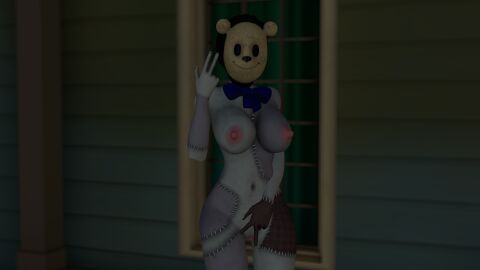 3d bear_mask body_swap breasts female five_nights_at_freddy's five_nights_at_freddy's:_security_breach freddy_fazbear's_pizzeria_simulator headswap male michael_afton pussy solo source_filmmaker vanny_(fnaf) yolei658