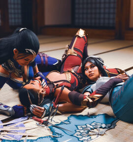 3d 3girls ass black_hair breasts bust busty chest curvaceous curves curvy curvy_figure dark_hair edenian female female_focus hips hourglass_figure incest kitana kiteena kunoichi large_ass large_breasts legs light-skinned_female light_skin mature mature_female mileena mortal_kombat mortal_kombat_1_(2023) netherrealm_studios ninja outworld princess rayalterego23 sisters slim_waist thick thick_hips thick_legs thick_thighs thighs titan_kitana twincest twins voluptuous waist wholesome wide_hips yuri