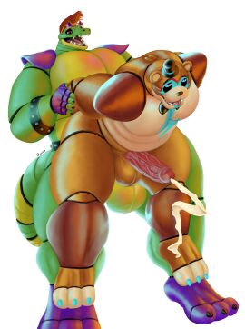 abstract_background ahe_gao alligator alligator_tail alligatorid alligatorid_humanoid anal_sex animatronic anthro anthro_male balls bear biceps black_nails blue_eyes blue_nails bowtie clawed_fingers claws crocodile crocodile_tail crocodilian crocodylid cumming cumming_from_anal_sex cumming_while_penetrated cumming_while_penetrating eye_wear face_paint facial_markings fingerless_gloves five_nights_at_freddy's five_nights_at_freddy's:_security_breach fnaf gay gay_anal gay_domination gay_sex glamrock_freddy_(fnaf) green_body green_scales green_skin long_nails lucivire machine male male/male male_only mohawk mohawk_(hairstyle) montgomery_gator_(fnaf) muscles muscular muscular_anthro muscular_body muscular_furry muscular_male non_human penis pink_penis red_eyes red_hair reptile reptile_humanoid robot robot_anthro robot_humanoid scales scalie scottgames shades sharp_teeth shoulder_pads spiked_bracelet spikes spotted_body star_shades steel_wool_studios sunglasses tail_markings tan_body thick_cum top_hat two-tone_body ursid ursid_humanoid ursine veiny_penis white_background yellow_balls yellow_body yellow_scales yellow_skin