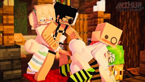 1boy 3d 4girls arthur32 ass bee_(minecraft) bee_humanoid blonde_hair erect_nipples erect_penis female glasses green_hair handjob hi_res high_resolution highres horny_female human human_female human_male humanoid_penis mabel_bee_(arthur32) male mex_arthur_(arthur32) microsoft mine-imator minecraft mojang nipples orgy outside penis ponytail pussy smile stockings tagme touching_penis wet_pussy xbox_game_studios
