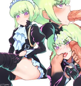 2boys androgynous blowjob cum fellatio femboy galo_thymos jtveemo lio_fotia maid maid_headdress maid_outfit maid_uniform male promare twink yaoi