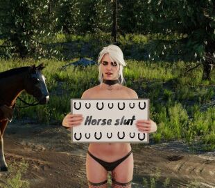 3d ciri female fenrir'srevenge public public_exposure sign the_witcher_(series) the_witcher_3:_wild_hunt zoophilia