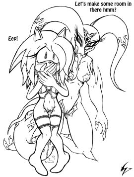 2015 anthro areola_outline black_and_white blush bodily_fluids bottomless breasts clothed clothing demon duo english_text essence_(viroveteruscy) eulipotyphlan fan_character female female/female gateon genderswap genderswap_(mtf) genital_fluids genitals hair hedgehog line_art mammal markings monochrome mtf_crossgender navel nipple_outline nude open_mouth penetration pussy rule_63 runnic_(darkhedgehog23) sega sonic_(series) sonic_the_hedgehog_(series) tail tail_fetish tail_insertion tail_play text tongue tongue_out topwear vaginal_fluids vaginal_penetration viroveteruscy world_gates