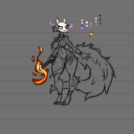 arsfromnowhere_(artist) big_breasts breasts cult female monster_girl sketch skull_mask undead wolf wolf_girl