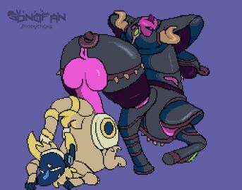 all_fours ambiguous_gender animated anthro anthro_on_anthro anthro_penetrated bodily_fluids cum cum_drip cum_in_ass cum_inside dripping duo from_front_position genital_fluids genitals machine male male/ambiguous mating_press naughty_face naughty_smile penetration penis pink_penis protogen protogen_face sex simple_background sonofan tongue tongue_out