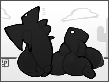 2024 anthro anthrofied areola ass balls big_ass big_balls big_breasts big_butt big_penis black_body bodily_fluids border breasts cactus cloud digital_media dinosaur dinosaur_(google_chrome) dumodemo duo empty_eyes featureless_feet feet female flaccid flying genitals google google_chrome grey_border greyscale hand_on_hip hi_res huge_ass huge_balls huge_breasts huge_butt huge_cock huge_thighs humanoid_genitalia humanoid_penis hyper hyper_balls hyper_genitalia hyper_penis lonely_t-rex looking_back male male/female monochrome nipples outside penis plant prehistoric_species pterodactyl pterodactyl_(google_chrome) pterodactylus pterosaur reptile scalie semi-anthro short_tail signature sitting small_but_hung sweat sweatdrop tail theropod thick_thighs tyrannosaurid tyrannosauroid tyrannosaurus tyrannosaurus_rex wariza white_eyes winged_arms wings