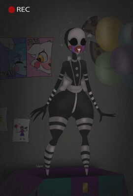 1girls ass_visible_through_thighs bald cum_in_mouth empty_eyes female female_only five_nights_at_freddy's five_nights_at_freddy's_2 flat flat_chest flat_chested glazeddd marionette_(fnaf) no_hair puppet_(fnaf) pussy solo tagme thick_thighs thighs thong