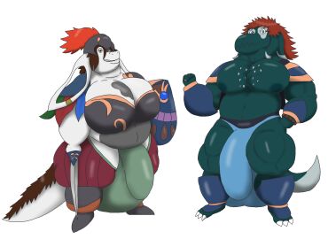 alythewolfcat anthro anthro_only armor bangaa belly big_belly big_bulge breasts bulge detailed_bulge duo final_fantasy futanari genital_outline gorix green_body green_skin hi_res huge_bulge hyper hyper_bulge intersex jason_julardas knight lucas_mcfist male male_only monk musclegut muscular muscular_male nu_mou overweight overweight_male penis penis_outline short_stack square_enix unconvincing_armor warrior