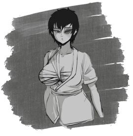 1girls asian asian_female avatar_legends avatar_the_last_airbender bandaged_chest big_breasts black_and_white breasts burn_scar busty clavicle cleavage female female_focus female_only fire_nation fundoshi genderswap genderswap_(mtf) looking_at_viewer nickelodeon princess royalty rule_63 scar solo solo_female solo_focus teenage_female teenager underboob zuko