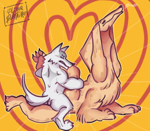 absurd_res ambiguous_gender ambiguous_penetration anthro arm_tuft arms_around_leg balls barely_visible_balls barely_visible_genitalia bodily_fluids borzoi canid canine canis cheek_tuft chest_tuft claws clenched_teeth closed_eyes crouching death_(puss_in_boots) domestic_dog dreamworks duo elbow_tuft facial_markings facial_tuft feral floppy_ears fluffy fur fuzzy genitals grey_body grey_fur head_markings heart_symbol hi_res holding_leg hunting_dog leg_grab long_ears long_muzzle long_neck lying male male/ambiguous male_focus mammal markings mask_(marking) neck_tuft nude obscured_penetration on_front pawpads penetration pink_background pink_body pink_fur pipitita2001 puss_in_boots_(dreamworks) puss_in_boots_(film) puss_in_boots_the_last_wish raised_head raised_leg sex shrek_(series) sighthound signature simple_background sitting sitting_on_another sitting_on_leg size_difference small_dom_big_sub squish sweat tail teeth tuft wolf zoophilia