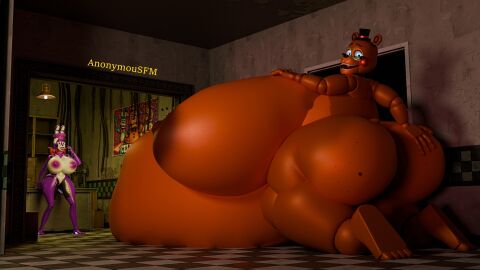 3d 3d_(artwork) animatronic anonymousfm anthro areola ass bear belly big_ass big_belly big_breasts big_butt blush bonnie_(fnaf) bonnie_(psychojohn2) breasts clothing digital_media_(artwork) duo fan_character female female/female five_nights_at_freddy's five_nights_at_freddy's_2 hair hat headgear headwear hi_res huge_ass huge_belly huge_breasts huge_butt huge_thighs hyper hyper_ass hyper_belly hyper_breasts hyper_butt lagomorph leporid looking_back machine male nipples nude open_mouth overweight rabbit robot scottgames size_difference smile teeth thick_thighs topwear toy_freddy_(fnaf) wide_hips