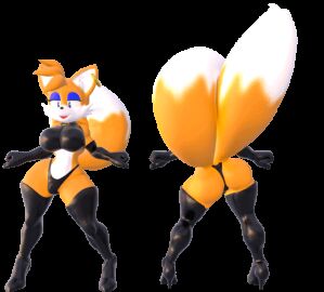 3d animated ass breasts bulge dancing female furry high_heel_boots high_heels lipstick makeup rule_63 shocking_(artist) sonic_(series) tails tails_the_fox tails_the_fox_(kabalmystic) thigh_boots transparent_background