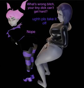 1futa 1girls 3d ahe_gao ass big_ass big_breasts blender bondage breasts chastity_cage chastity_device cuckquean dc dc_comics domination dominatrix female female_on_futa futanari futasub heperson intersex jinx_(dc) leotard minidress miniskirt penis rachel_roth raven_(dc) small_penis small_penis_futa small_penis_humiliation teasing teen_titans thick thick_ass thick_thighs tights