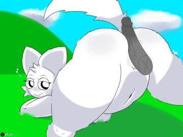 1boy 1girls 2d anal ass ass_focus behind_view disembodied_penis female furry furry_female furry_only grey_fur incredibox_mod jack-o_pose male penis pussy r1ggto spread_legs sprunki tagme tail thighs wenda_(sprunki) white_body white_fur