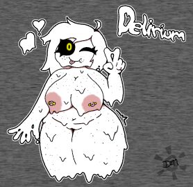 areola big_areola delirium_(the_binding_of_isaac) dimsun female freckles goo_creature heart_symbol hi_res humanoid nipple_piercing nipples nude piercing pinup pose slightly_chubby slime solo the_binding_of_isaac tongue tongue_out what