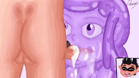 cum cumming cumming_in_mouth female oral oral_sex slime slime_girl