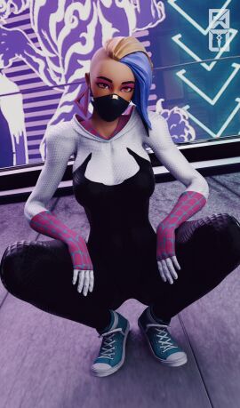 1girls 2024 2_tone_hair 3d 3d_(artwork) alternate_version_available breasts catalyst_(fortnite) clothed_female clothing cosplay crouching_female detailed_background face_mask feet female female_focus female_only fortnite fortnite:_battle_royale large_breasts looking_at_viewer marvel marvel_comics mask masked masked_female nsfw_version_available patunsfw purple_hair red_eyes sfw sfw_version shoes solo solo_female solo_focus spider-catalyst spider-gwen_(cosplay) superhero superhero_costume superheroine tagme two-tone_hair yellow_hair
