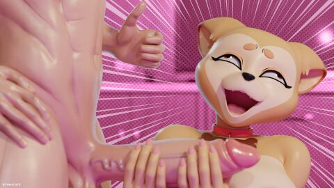 16:9 2025 3d_(artwork) 5_fingers abs anthro anthro_focus artist_name balls big_penis black_nose breasts brown_body brown_ears brown_fur canid canine canis claws collar collar_only digital_media_(artwork) domestic_dog duo erection eyebrows eyelashes faceless_character faceless_human faceless_male fangs female female_anthro female_focus female_on_human fingernails fingers funny_face fur genitals gesture glans glistening glistening_body glistening_genitalia glistening_penis glistening_skin hand_gesture hand_on_hip hand_on_own_hip hand_on_penis hi_res holding_penis human human_on_anthro interspecies light-skinned_male light_body light_skin looking_up male male/female male_human male_on_anthro mammal max_(taciticooldad) multicolored_body multicolored_ears multicolored_fur nails nude nude_anthro nude_female nude_human nude_male open_mouth open_smile penis pink_background pink_claws pink_glans pink_tongue red_collar red_eyes shiba_(shibashibs) shiba_inu simple_background smile solo_focus spitz stinkicatz tan_body tan_ears tan_eyebrows tan_eyelids tan_fur teeth text thumbs_up tongue vein veiny_penis white_body white_breasts white_fur widescreen