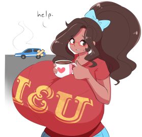 1girls artist_name big_breasts breasts cup dark-skinned_female dark_skin female female_only glasses human human_female maddie_(eimmikha) sole_female theycallhimcake